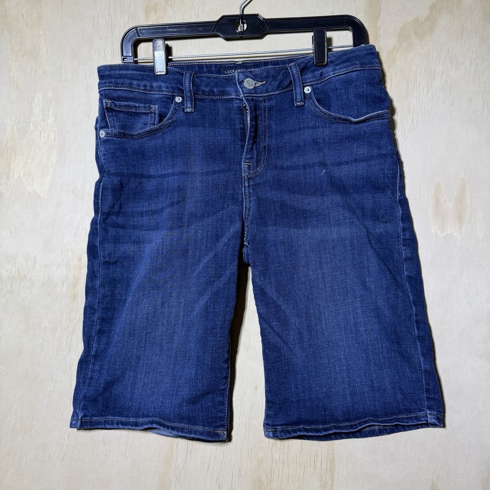 Lucky Brand Womens Bermuda Denim Shorts Size 8 29 Dark Wash Jean Knee Length Y2K
